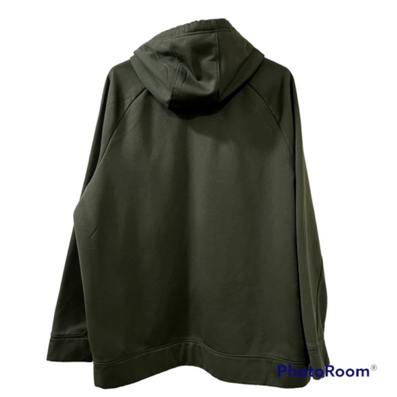 Russell Mens Army Green Fleece Drawstring Hoodie Sweater Jacket Size XLarge - Picture 2 of 10